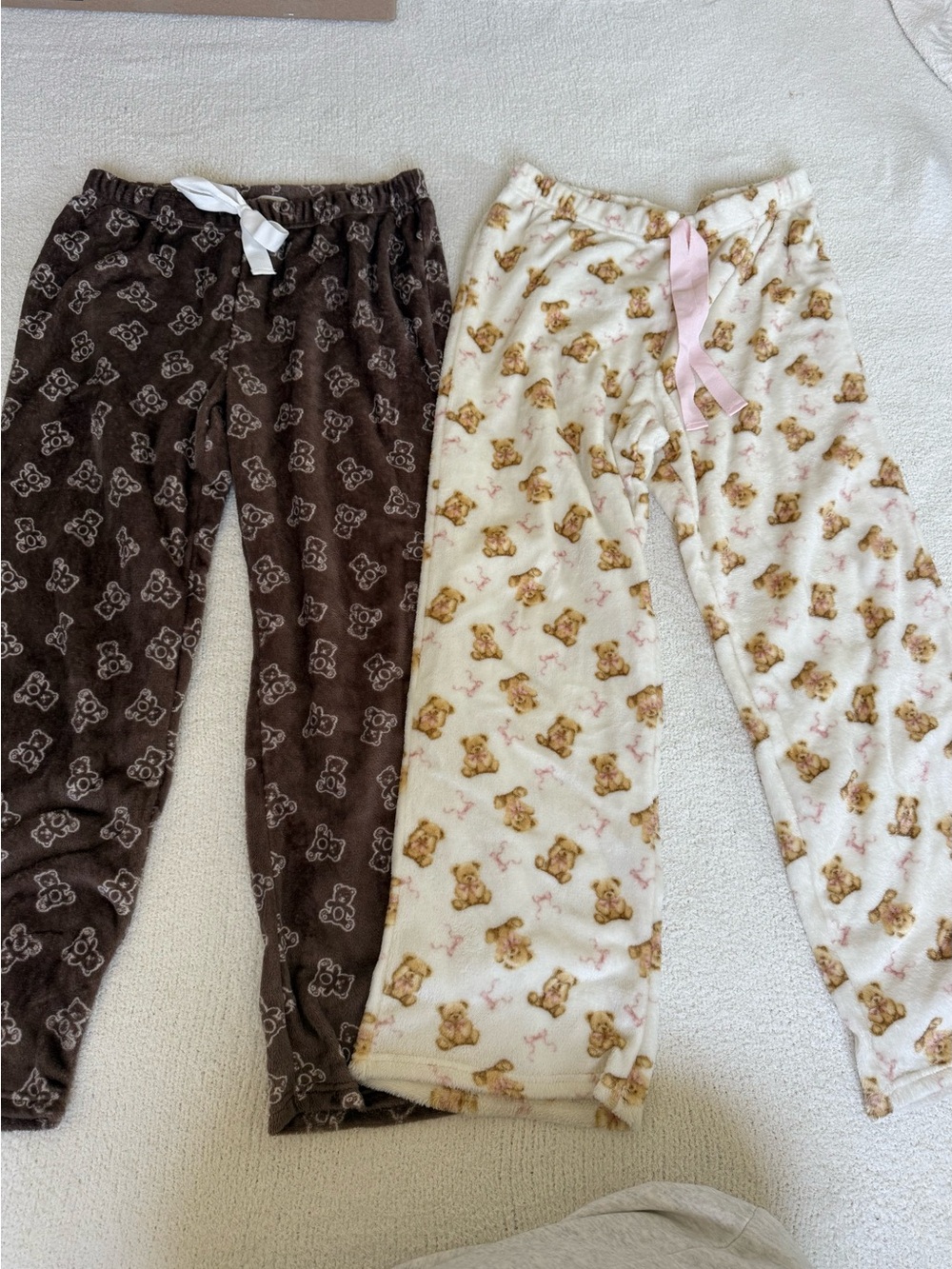 Cozy Teddy Bear Print Pajama Pants - Brown & Cream